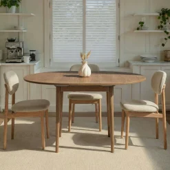 Table ronde extensible effet chêne brun 100-131 cm MARFA