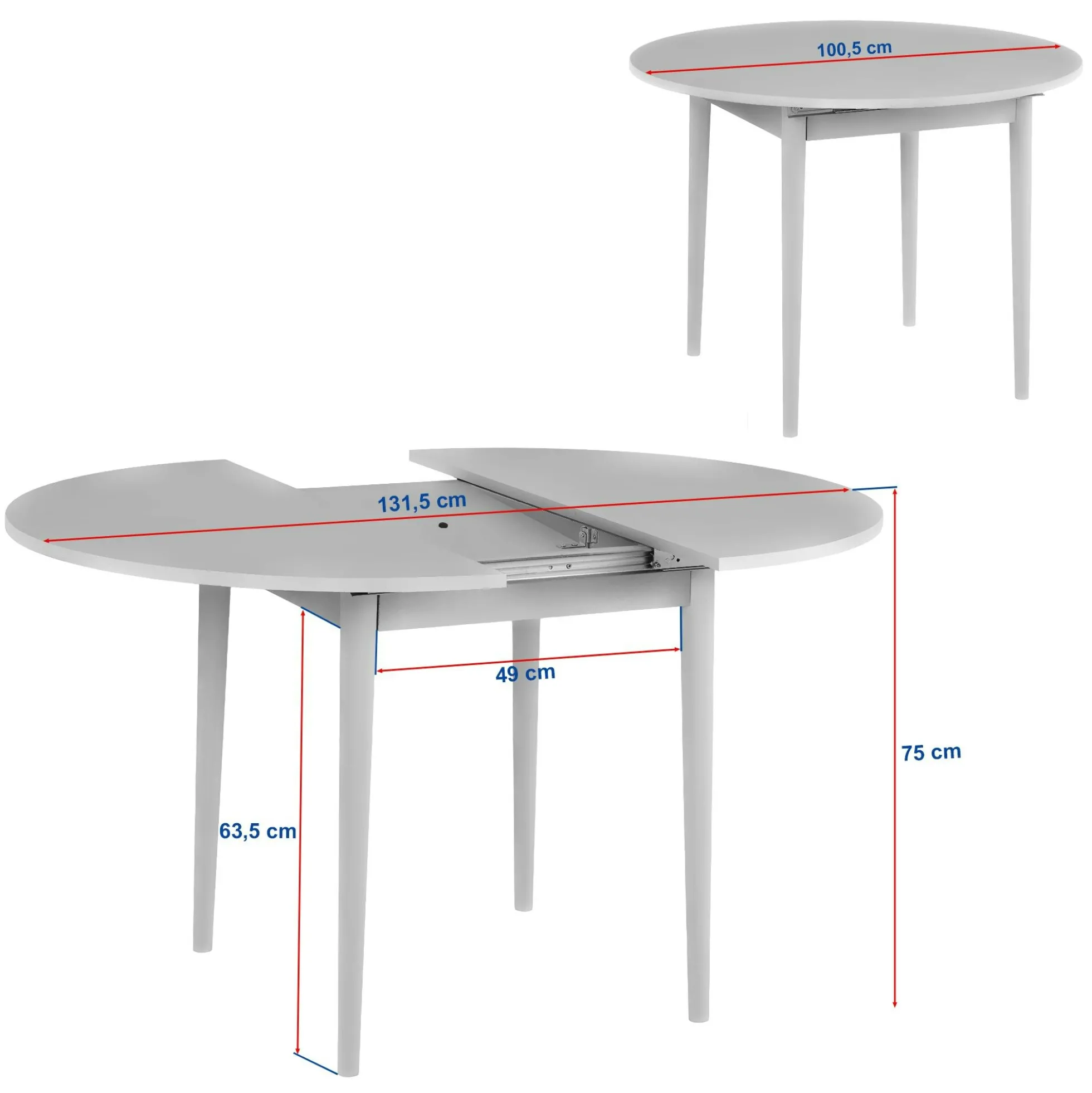 Table ronde extensible effet chêne brun 100-131 cm MARFA