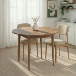 Table ronde extensible effet chêne brun 100-131 cm MARFA