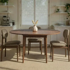 Table ronde extensible effet bois noyer 100-131 cm MARFA