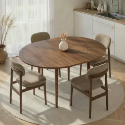 Table ronde extensible effet bois noyer 100-131 cm MARFA