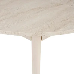 Table ronde extensible effet travertin et bois 100-131 cm MARFA