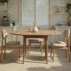 Table ronde extensible effet bois de pin 100-131 cm MARFA