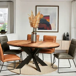 Table ronde extensible en chêne brun 130 cm PALERME