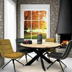 Table ronde extensible en chêne blanc 140 cm PALERME
