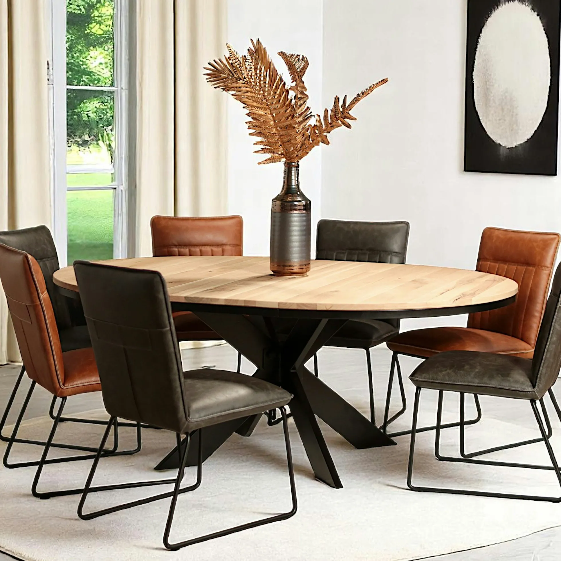 Table ronde extensible en chêne blanc 140 cm PALERME