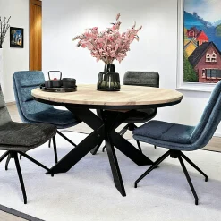 Table ronde extensible en chêne blanc 130 cm PALERME