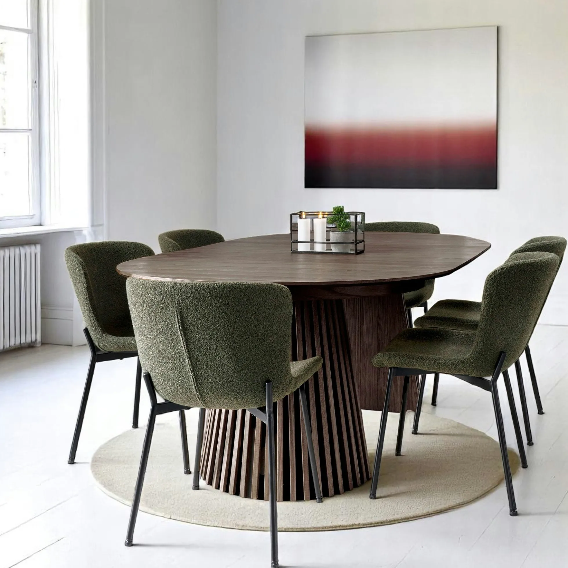 Table ronde extensible en chêne brun avec piètement baguette (3 rallonges incluses) ø120 cm /160 cm / 200 cm / 240 cm AMSTERDAM