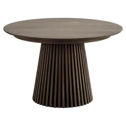 Table ronde extensible en chêne brun avec piètement baguette (2 rallonges incluses) ø120 cm / 160 cm / 200 cm AMSTERDAM