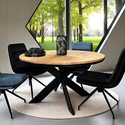 Table ronde extensible en chêne huilé 120 cm PALERME
