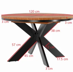 Table ronde extensible en chêne brun 120 cm PALERME