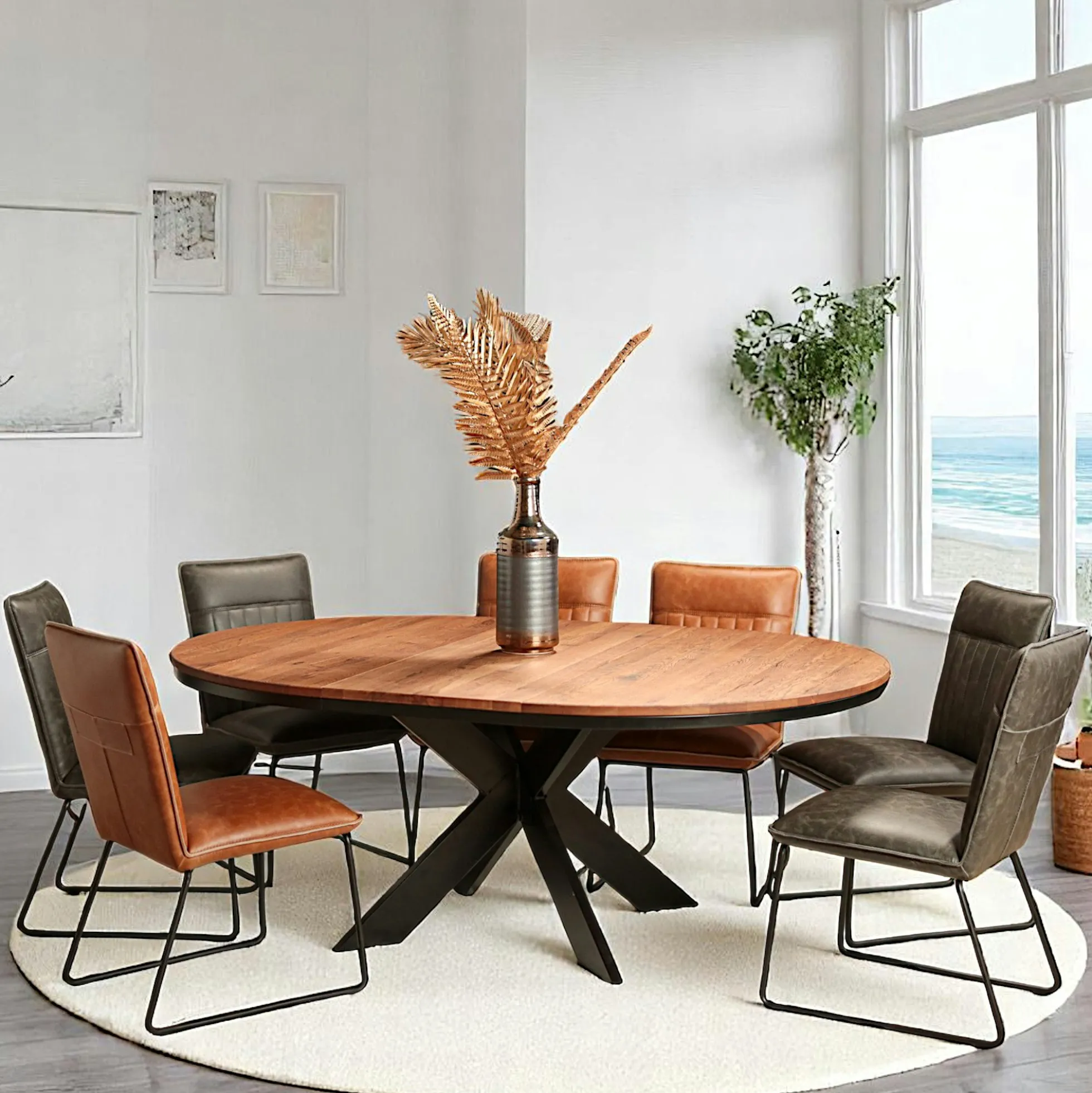 Table ronde extensible en chêne brun 140 cm PALERME