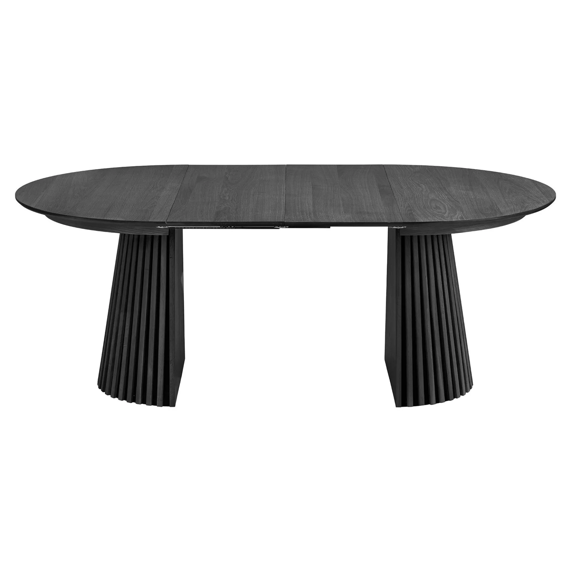 Table ronde extensible en chêne noir avec piètement baguette (2 rallonges incluses) ø120 cm / 160 cm / 200 cm AMSTERDAM