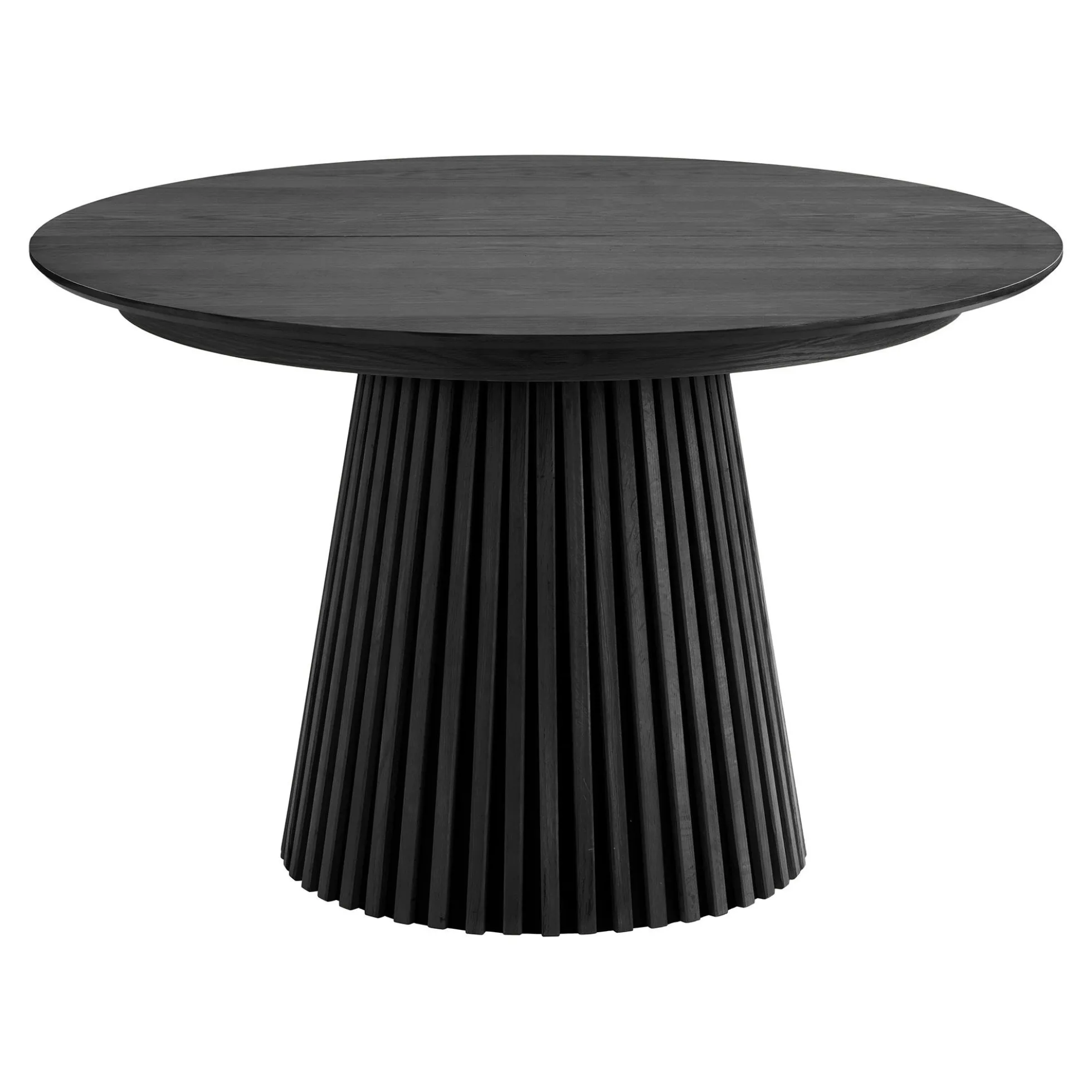Table ronde extensible en chêne noir avec piètement baguette (2 rallonges incluses) ø120 cm / 160 cm / 200 cm AMSTERDAM