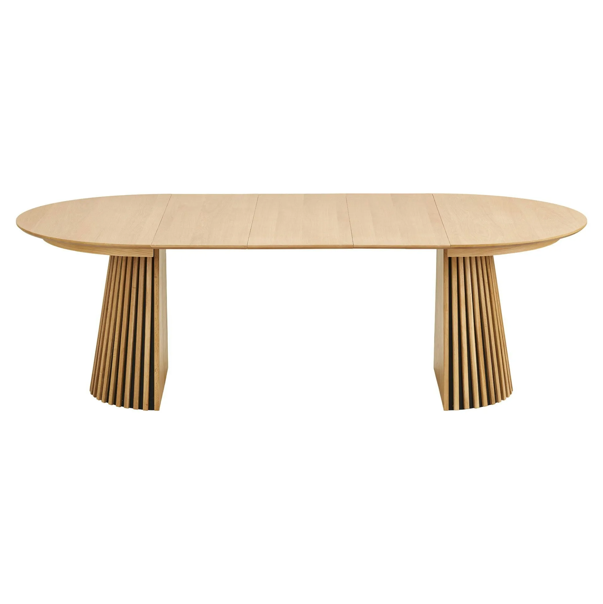Table ronde extensible en chêne clair avec piètement baguette (3 rallonges incluses) ø120 cm /160 cm / 200 cm / 240 cm AMSTERDAM