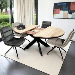 Table ronde extensible en chêne blanc 120 cm PALERME