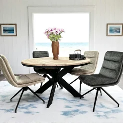 Table ronde extensible en chêne blanc 120 cm PALERME