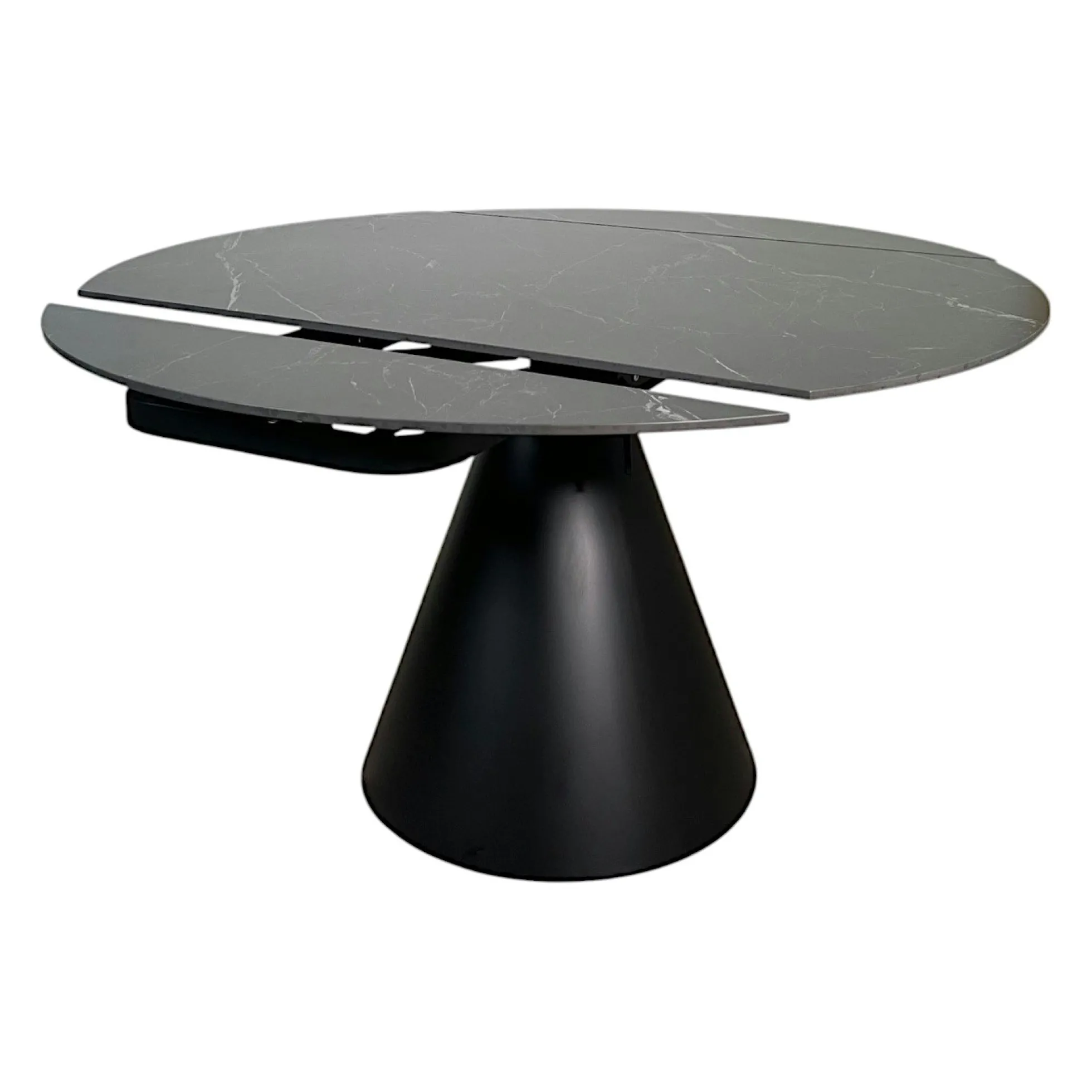 Table ronde extensible en céramique noire 135 cm OTTAWA