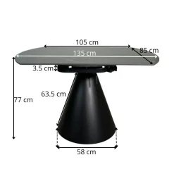 Table ronde extensible en céramique noire 135 cm OTTAWA