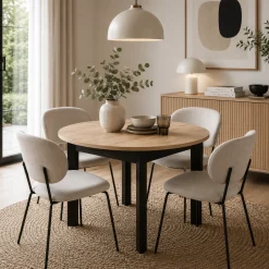 Table ronde extensible esprit bistrot Ø100-140 cm ALVA