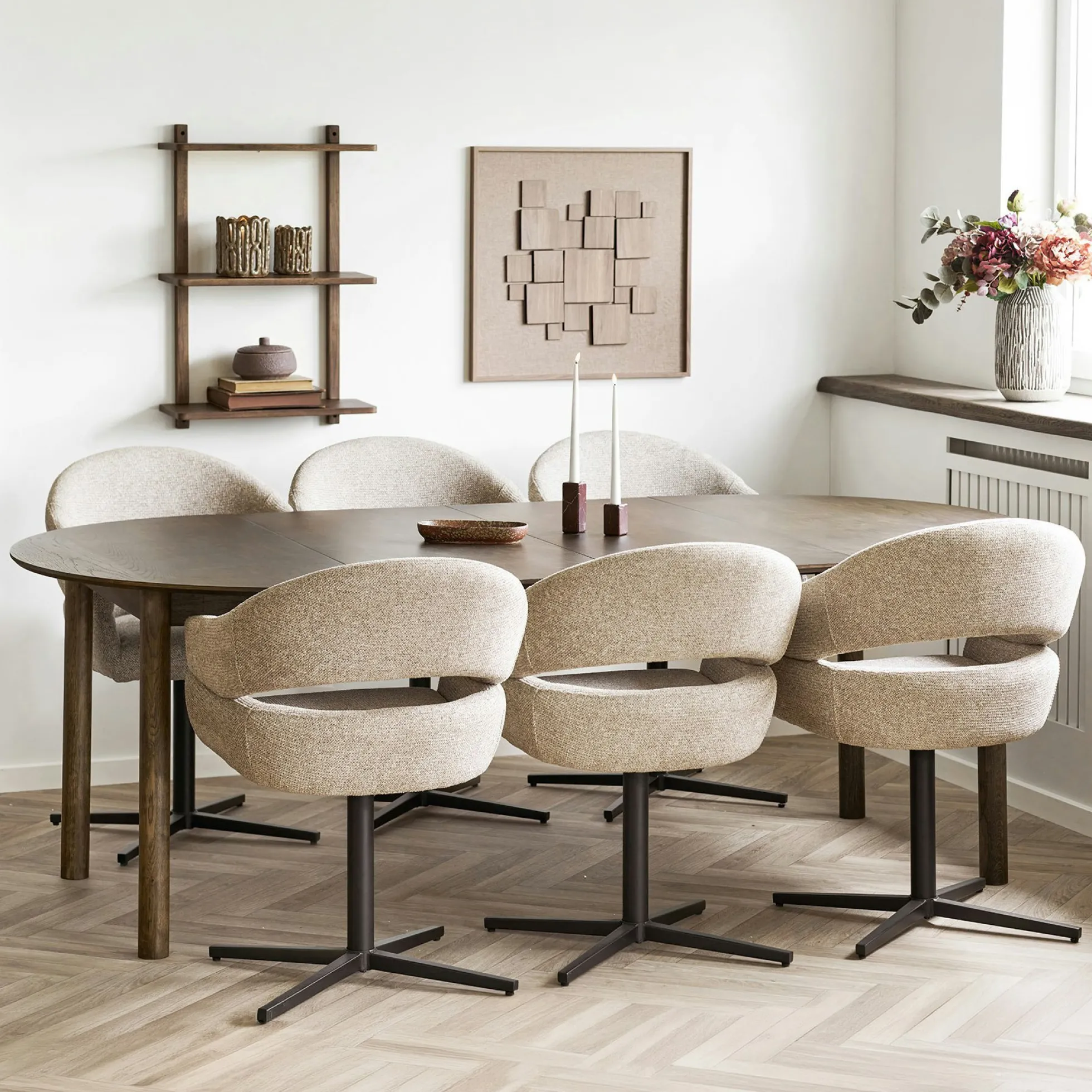 Table ronde extensible placage chêne 120/170/220 cm KALKIE