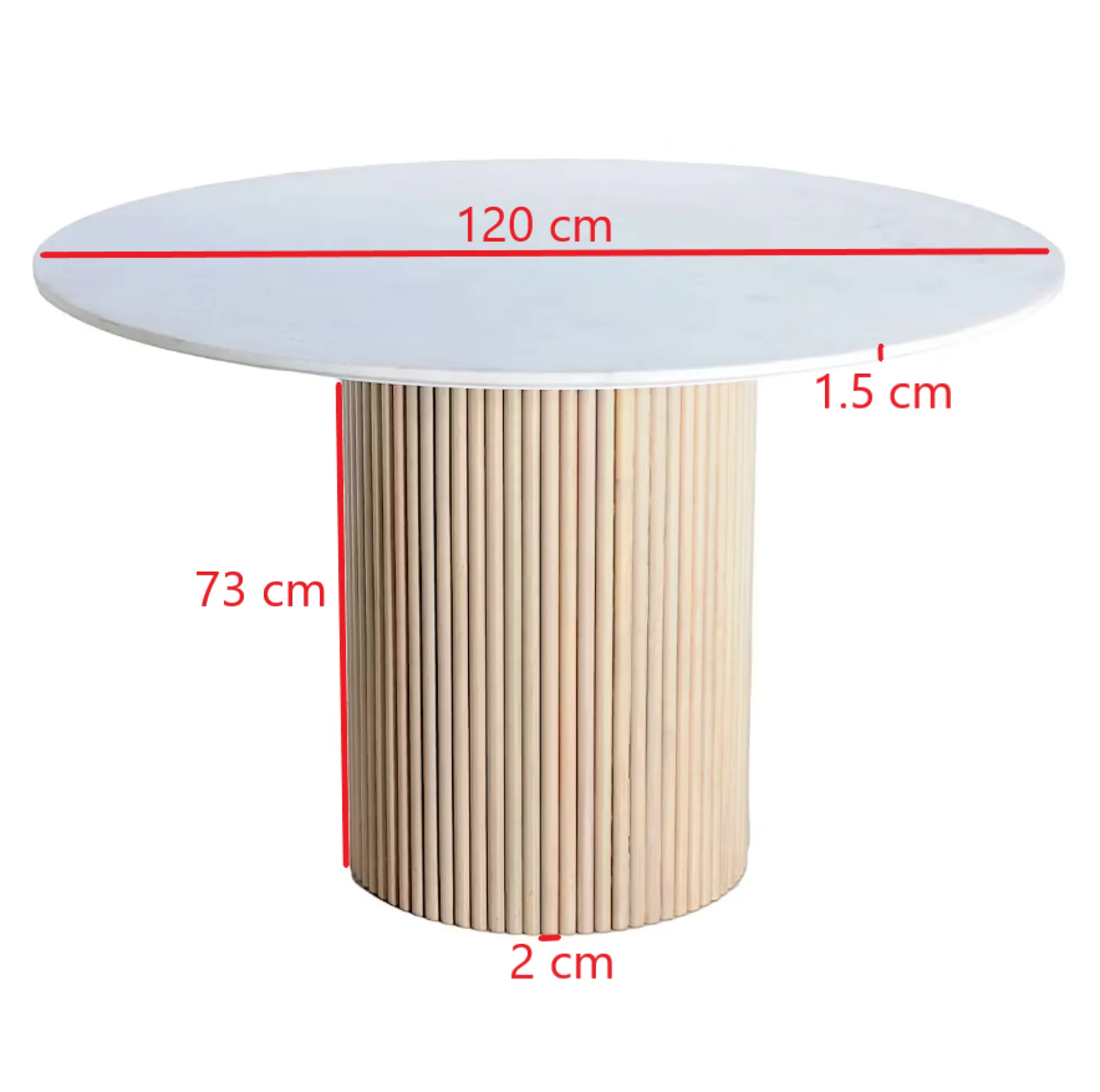 Table ronde marbre et bois D 120 cm MASSA
