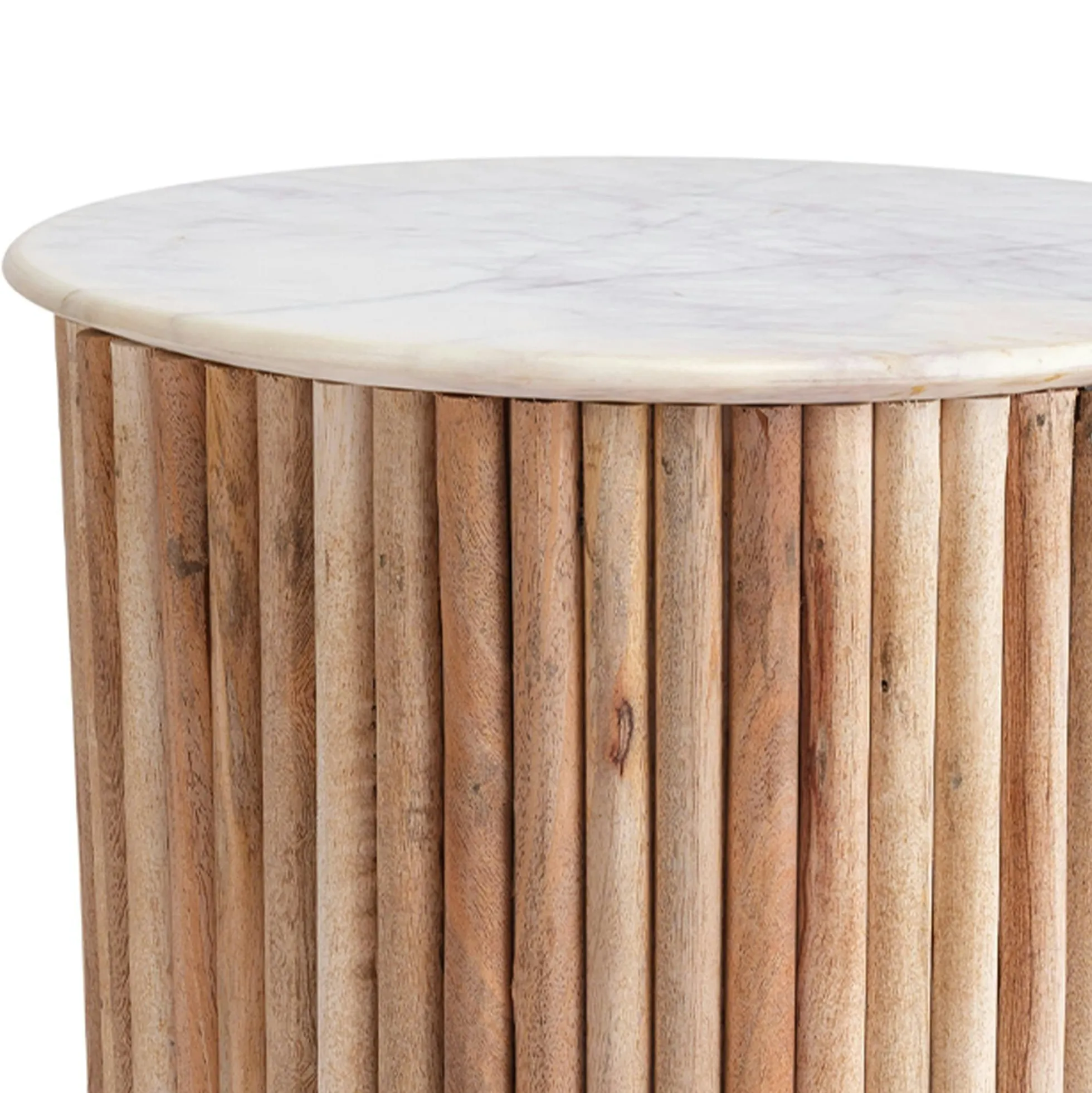 Table ronde marbre et bois D 120 cm MASSA