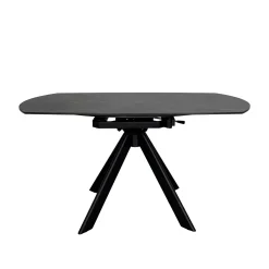 Table ronde modulable céramique effet marbre noir 150 cm LOMBARDIE