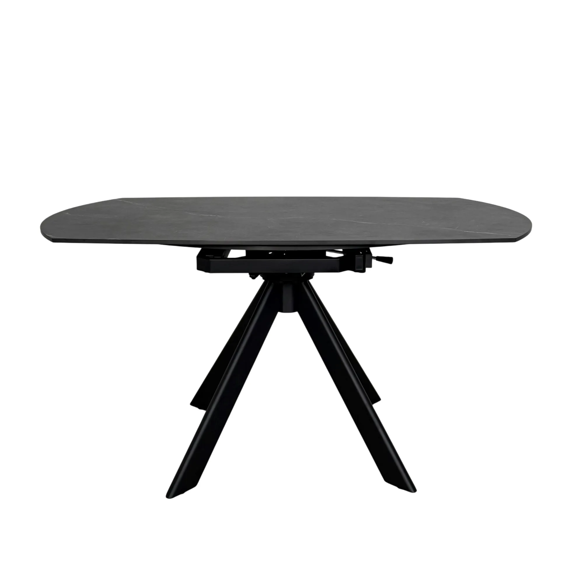 Table ronde modulable céramique effet marbre noir 150 cm LOMBARDIE