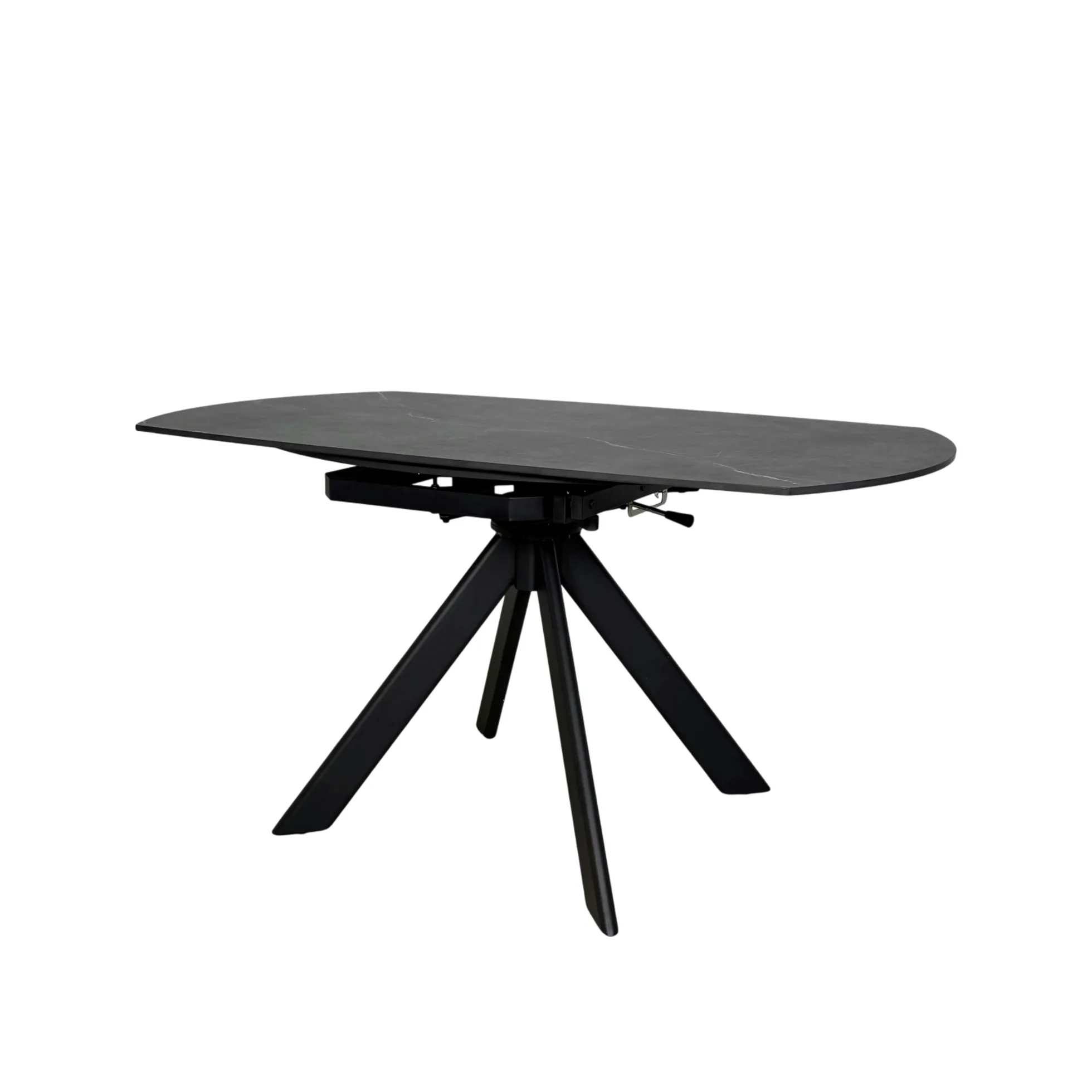 Table ronde modulable céramique effet marbre noir 150 cm LOMBARDIE