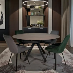 Table ronde modulable céramique effet oxydé 150 cm LOMBARDIE