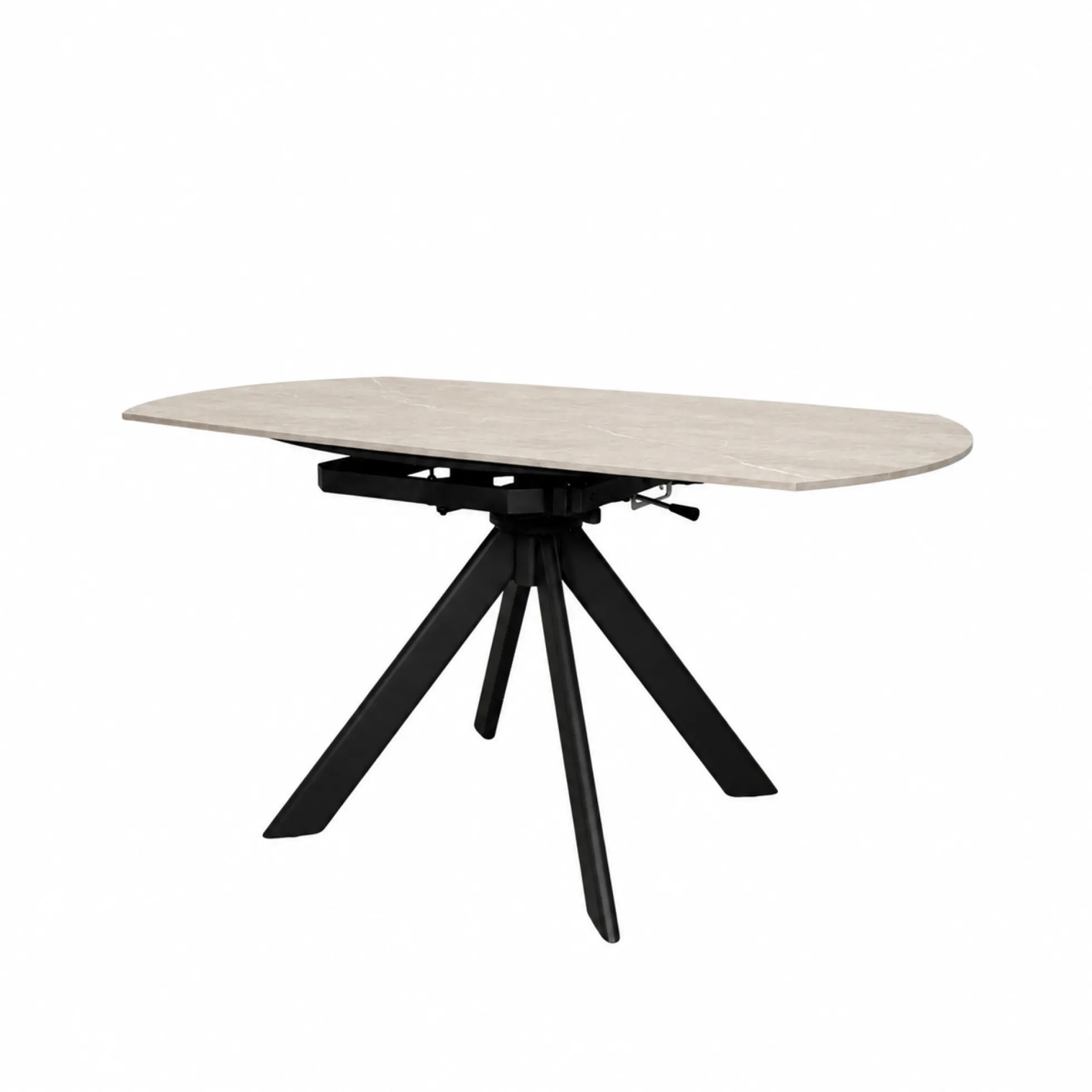 Table ronde modulable céramique effet travertin 150 cm LOMBARDIE