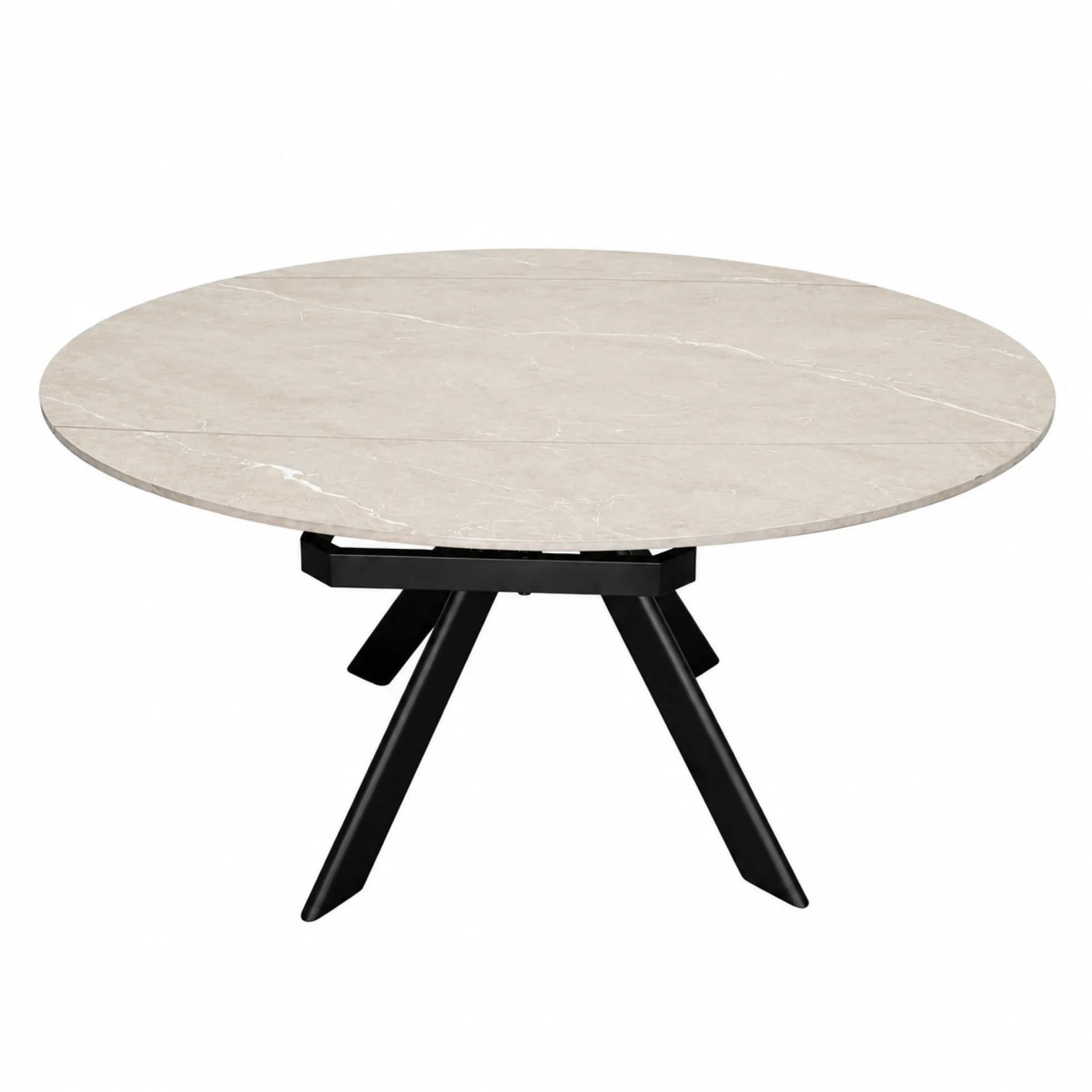 Table ronde modulable céramique effet travertin 150 cm LOMBARDIE