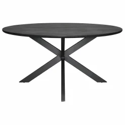 Table ronde noire en bois de manguier Ø140 cm ALVERA