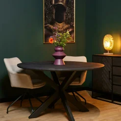 Table ronde noire en bois de manguier Ø140 cm ALVERA