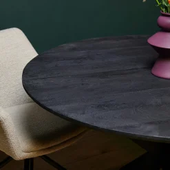 Table ronde noire en bois de manguier Ø130 cm ALVERA