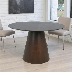 Table ronde style vintage placage noyer Ø120 cm LISBONNE