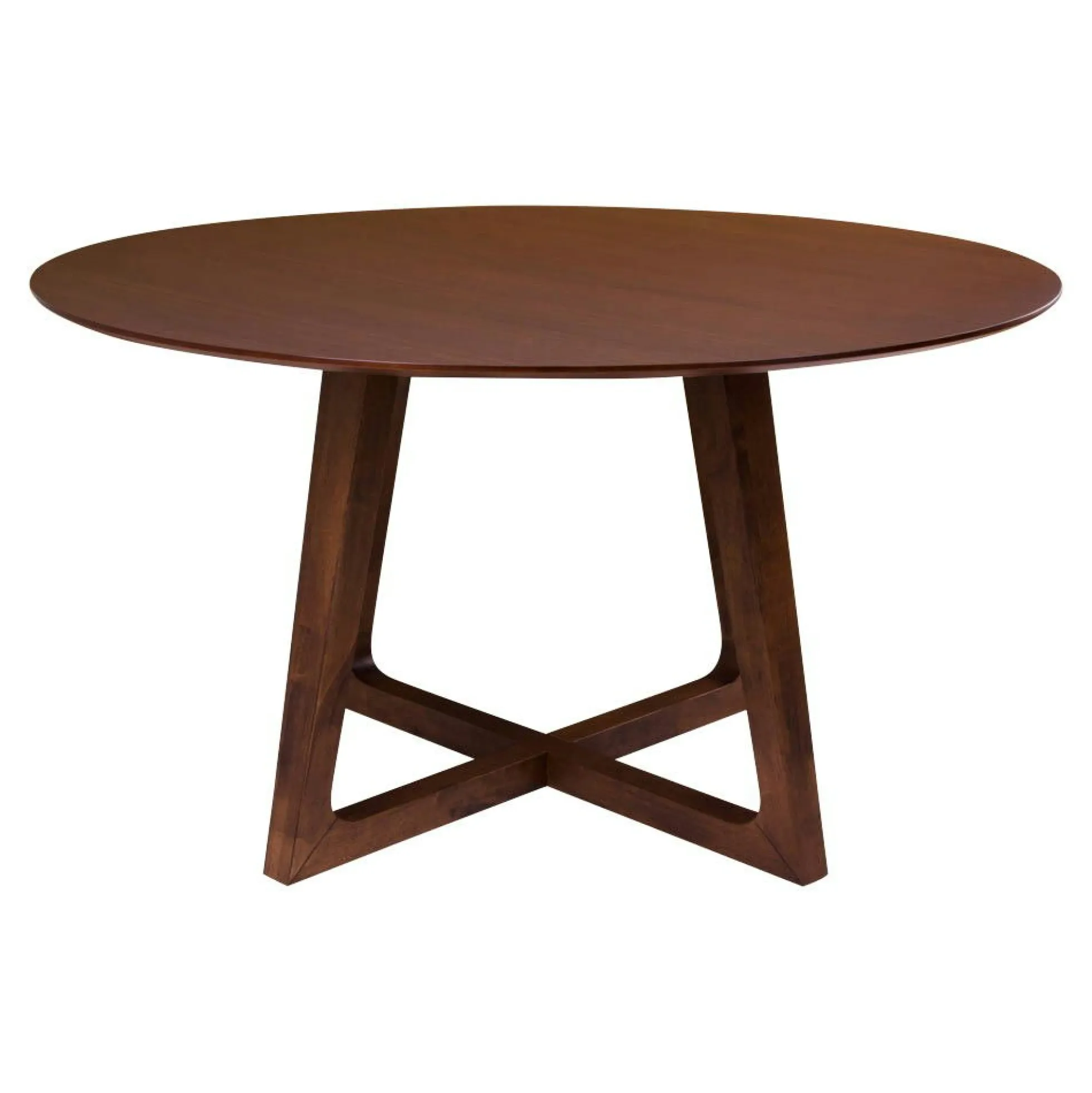 Table ronde vintage en placage noyer Ø137 cm LILLEHAMMER