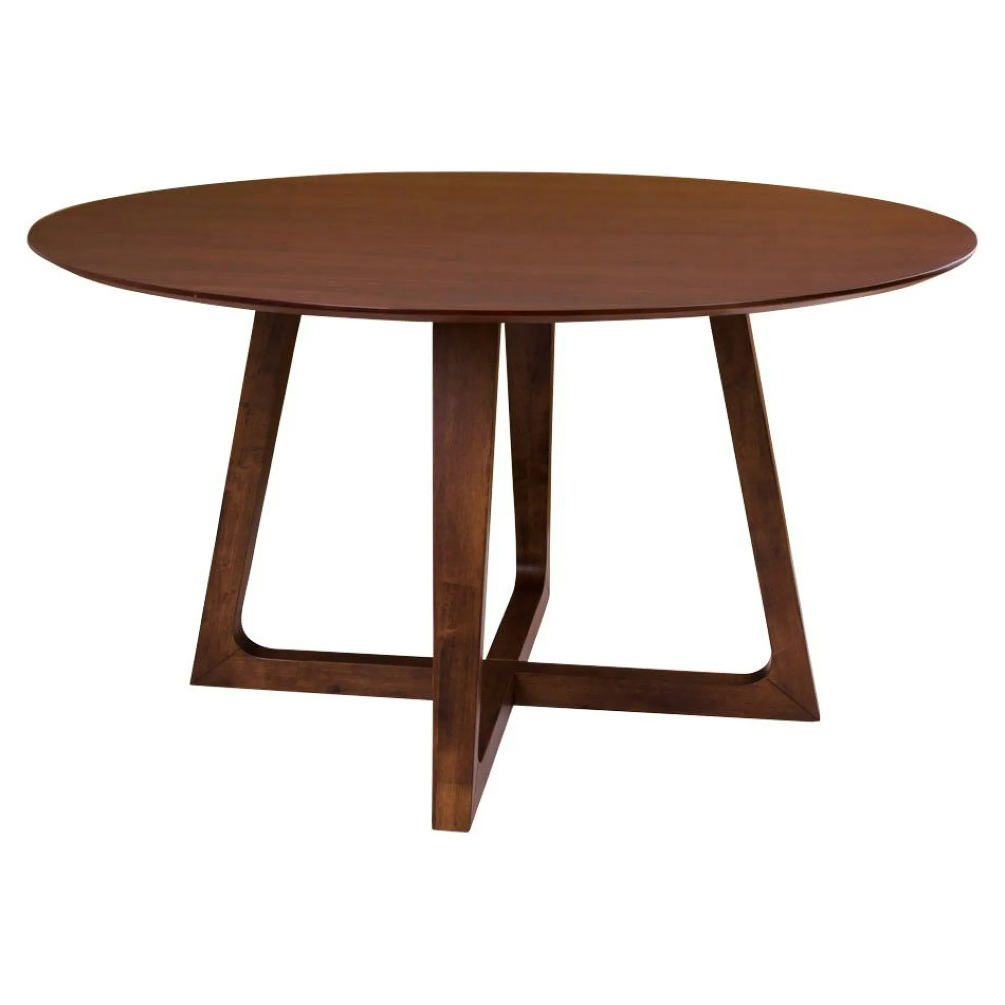 Table ronde vintage en placage noyer Ø137 cm LILLEHAMMER