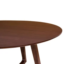 Table ronde vintage en placage noyer Ø137 cm LILLEHAMMER