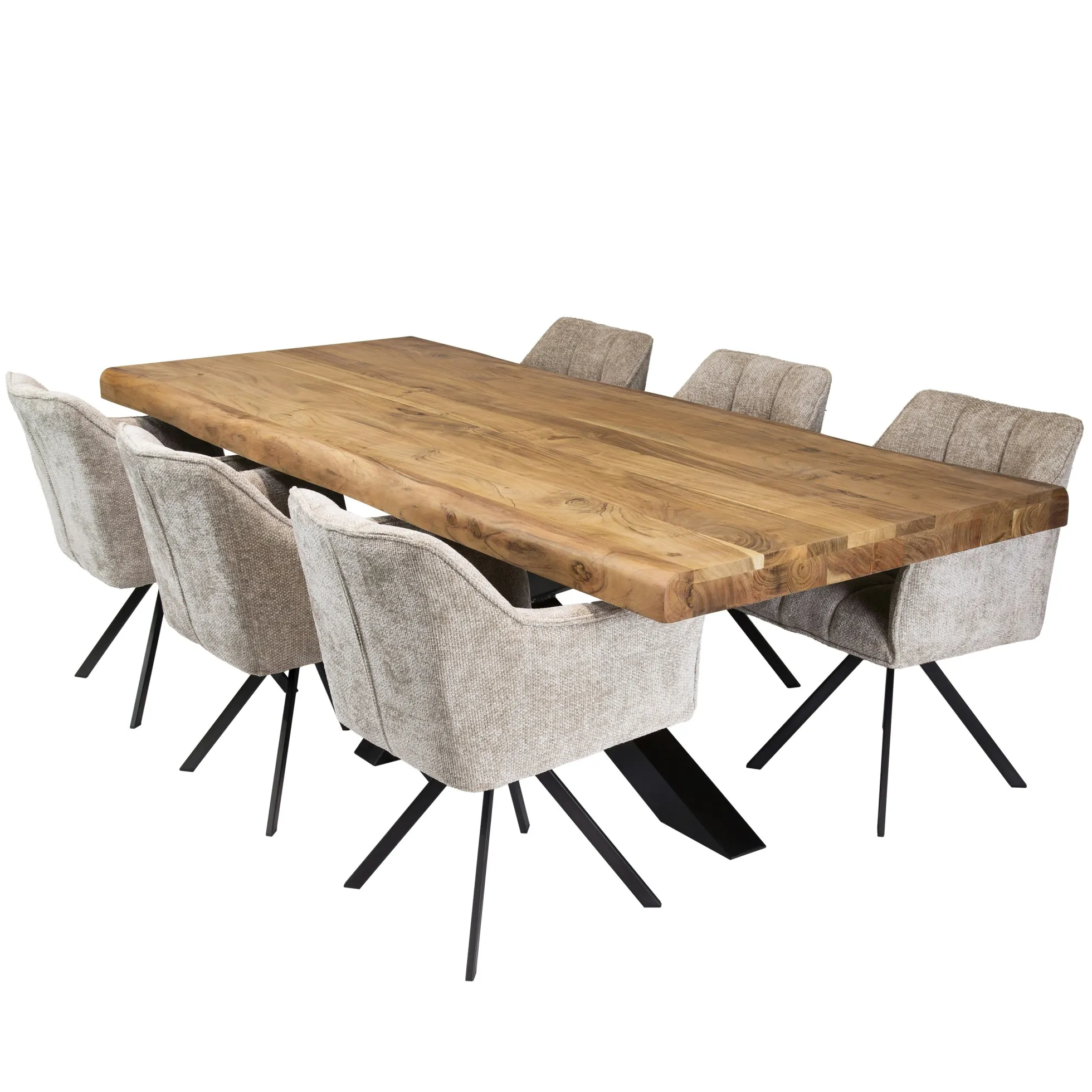 Table salle à manger bois massif pied mikado 240 cm MELBOURNE