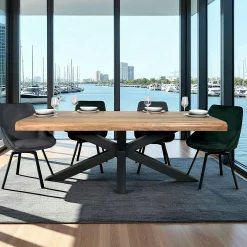 Table salle à manger bois massif pied mikado 200 cm MELBOURNE