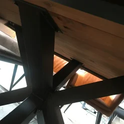 Table salle à manger bois métal pied croisé 240 cm OKA