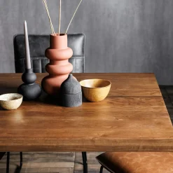 Table salle à manger bois métal pied croisé 200 cm OKA