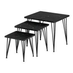 Table salon gigogne marbre noir (lot de 3) DUOMO