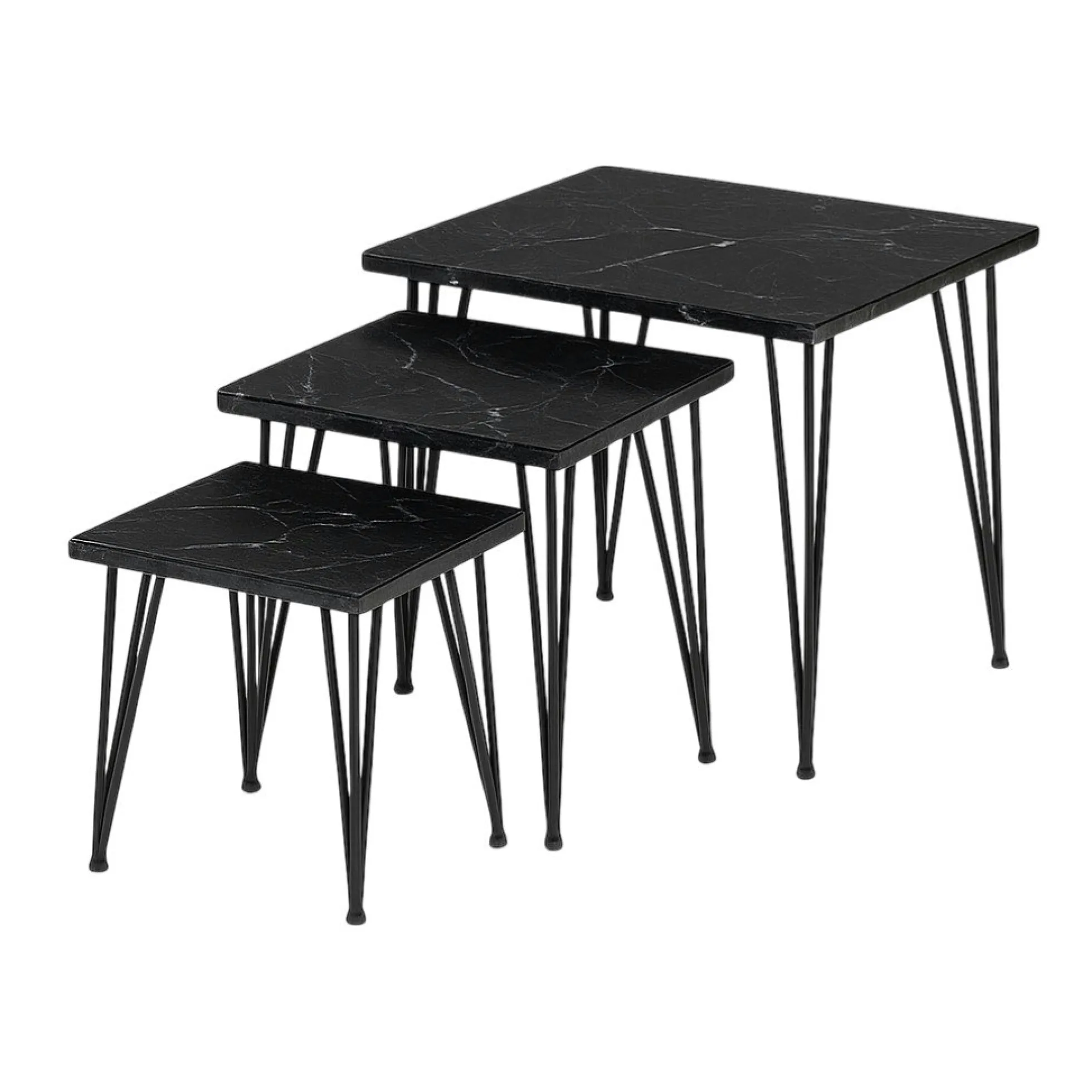 Table salon gigogne marbre noir (lot de 3) DUOMO