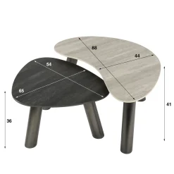 Tables basses céramique 2 finitions, forme galet (x2) GALWAY