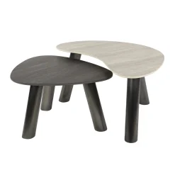 Tables basses céramique 2 finitions, forme galet (x2) GALWAY