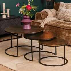 Tables basses gigognes noir et or (lot de 3) KANO