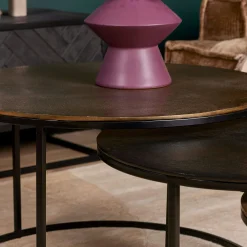 Tables basses gigognes noir et or (lot de 3) KANO
